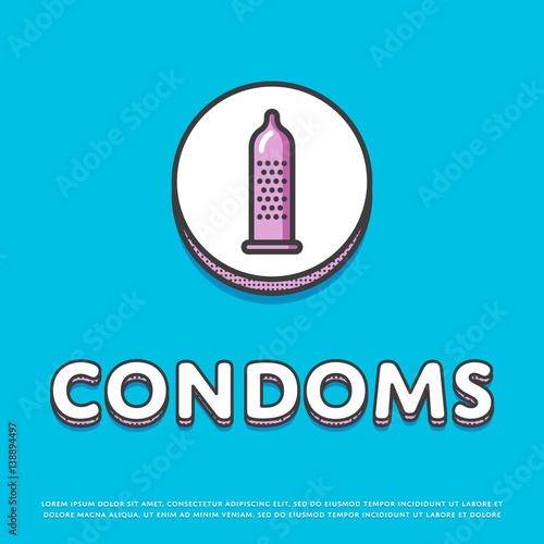 Condoms Colour Round Icon Isolated Vector Illustration Latex Condoms