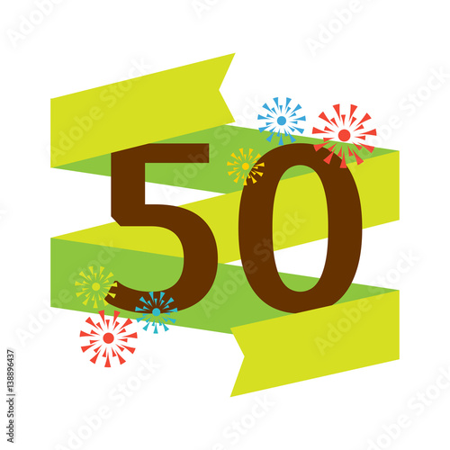 Birthday fifties badge banner design flat celebration emblem anniversary card...