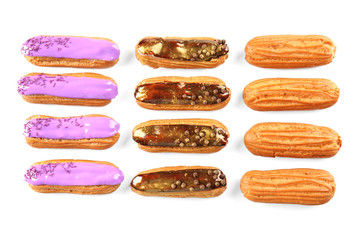 Sticker - Delicious eclairs isolated on white