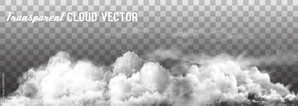 Clouds vector on transparent background. - obrazy, fototapety, plakaty 