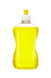 Dishwashing liquid detergent in plastic bottle. Yellow color dishwashing liquid
