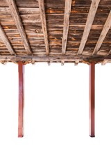 Wooden Porch Roof With Old Wood View From Inside On White Background