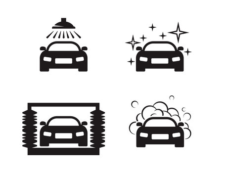 Car wash icons set.