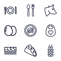 Canvas Print - Set of 9 eat outline icons