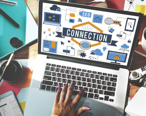 Wall Mural - connection communication digital networking concept