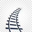 Isolated rails, railway top view, ladder elements vector illustrations on checkered gradient background
