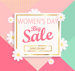 Wall Mural - Women's day big sale geometric background.