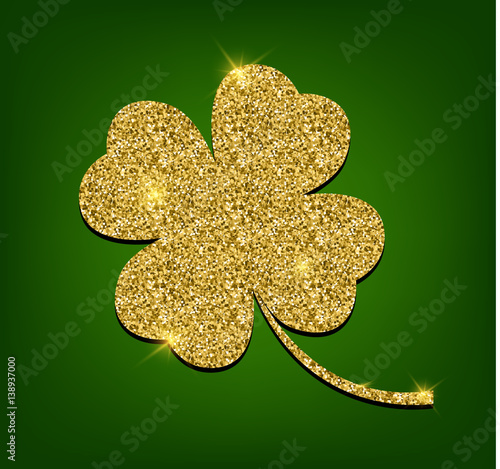 Golden Clover For St Patricks Day Four Leaf Clover Made Of Gold Sand