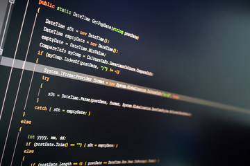 Wall Mural - c# (c sharp) computer language source code on computer monitor.