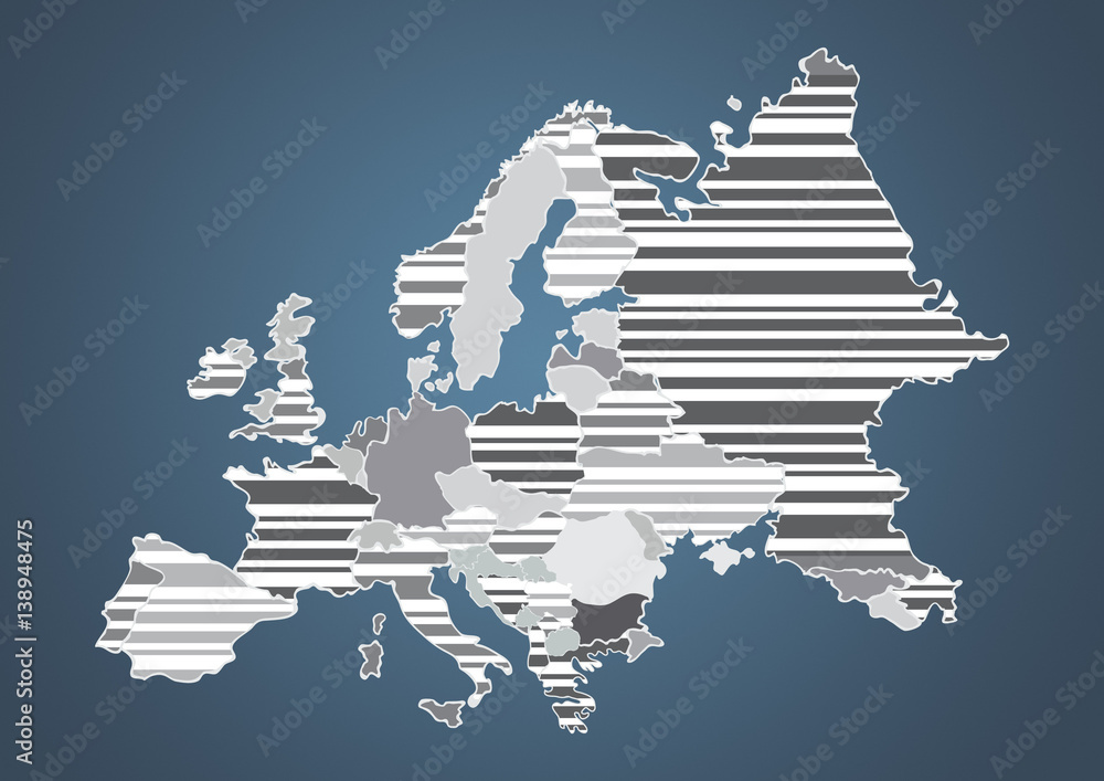 European Color Chart Color Country Map of Europe Stock Illustration | Adobe Stock