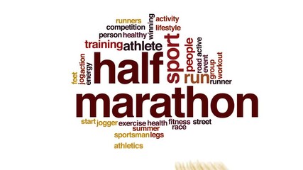 Sticker - Half marathon animated word cloud, text design animation.