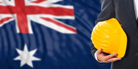 Engineer on an Australian flag background. 3d illustration