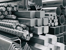 Metal Profiles And Tubes. Different Stainless Steel Products.