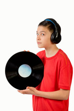 Teenage Boy Holding A Vinyl Record