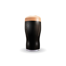 Image Of A Glass With Dark Beer. Patrick Day. Isolated On White Background. Illustration