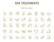 Vector graphic set.Icons in flat, contour,thin and linear design.Spa treatment.Alternative medicine.Simple isolated icon on white background.Concept illustration for Web site, app.Sign,symbol,element.
