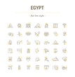 © marinashevchenko - Vector graphic set. Icons in flat, contour,thin, minimal and linear design. Egypt. Travel to Egypt. Simple isolated icons.Concept of web site and app.Sign,symbol, elements.