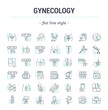 © marinashevchenko - Vector graphic set.Icons in flat, contour,thin, minimal and linear design.Gynecology, gynecological problem and disease.Simple isolated icons.Concept illustration for Web site app.Sign,symbol,element.