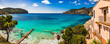 Idyllic sea view on Majorca island, panorama at the seaside bay in Camp de Mar