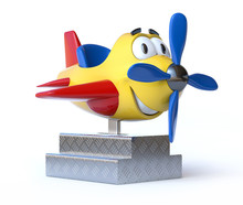 Kiddie Ride Cartoon Airplane 3d Rendering