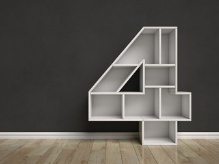 Wall Mural - Number 4 shaped shelves 3d rendering