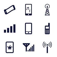 Set Of 9 Cellular Filled Icons
