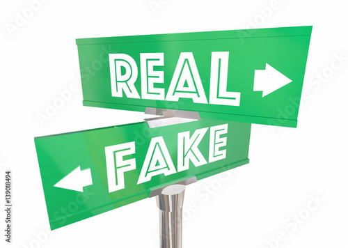 Fake Vs Real Two Way Signs News Facts Authentic 3d Illustration: comprar esta ilustración de ...