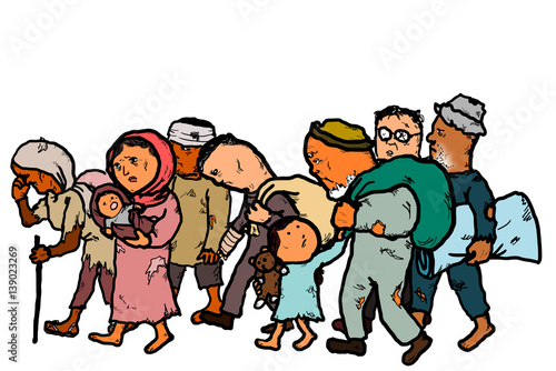 Refugees Migrate Homeless People Stock Vector Adobe Stock