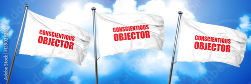 Fotografie, Obraz conscientious objector, 3D rendering, triple flags