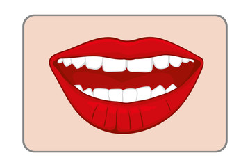 Poster - Red smiling womans lips vector illustration