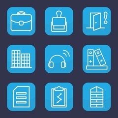 Poster - Set of 9 outline office icons