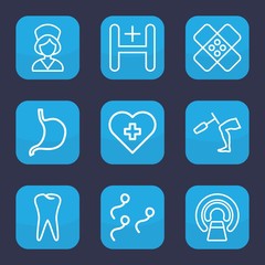 Poster - Set of 9 outline medicine icons