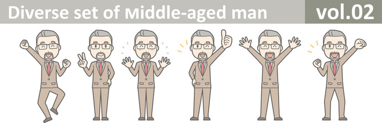 Wall Mural - Diverse set of middle-aged man, EPS10 vol.02