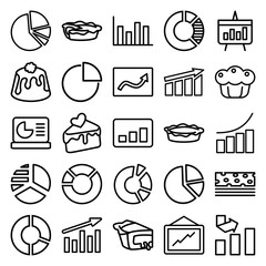 Poster - Set of 25 pie outline icons