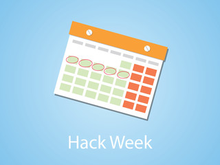Wall Mural - hack week illustration with calendar and marking with blue background