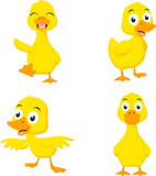 Fototapeta Dinusie - Happy duck cartoon collection set