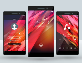 Wall Mural - mobile interface wallpaper design. set of abstract vector backgrounds. modern smartphone application