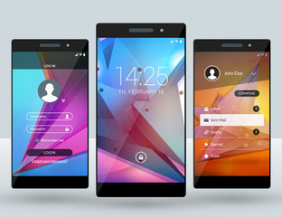 Wall Mural - mobile interface wallpaper design. set of abstract vector backgrounds. modern smartphone application