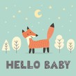 Baby shower card with a cute fox