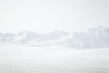 A Beautiful, Minimalist Landscape Of Snowdrift In Norway. Clean, Light, High Key, Decorative Look.