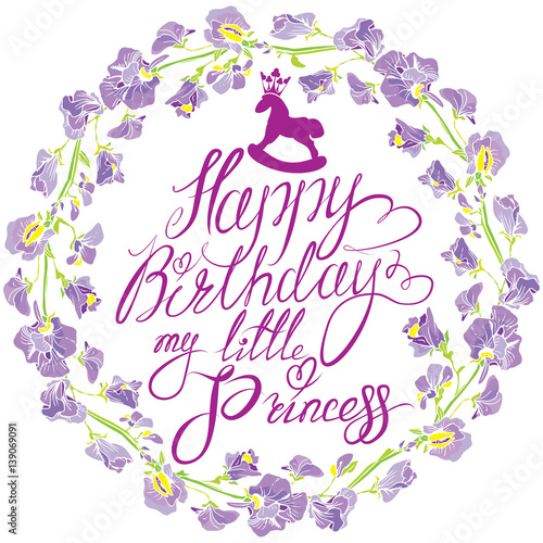 Holiday Greeting Card For Girls With Decorative Hand Drawn Floral