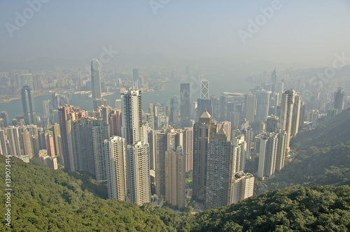 Zdjęcie XXL Wysoki budynek skyscaper w Hongkong mieście