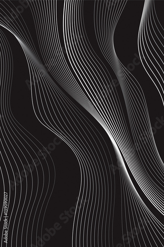 Okleiny na drzwi - przestrzenne 3D  czarno-biale-tlo-fale-linii-abstrakcyjne-tapety-wektor-wzor