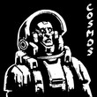 Astronaut science fiction character in black and white colors. Vector illustration.