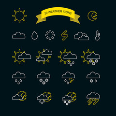 Wall Mural - Vector set of twenty weather icons in trendy flat style.