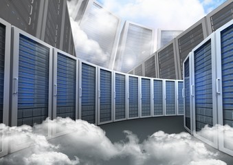 Wall Mural - database server systems against sky in background