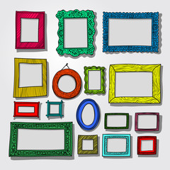 Wall Mural - hand drawn photoframes. doodle vector illustration