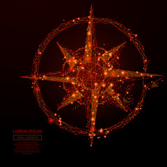 Poster - Abstract mash line and point compass rose on background with an inscription. Starry sky or space, consisting of stars and the universe. Vector business illustration