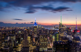 Fototapeta Nowy Jork - Aerial view of Manhattan Skyline at sunset - New York, USA