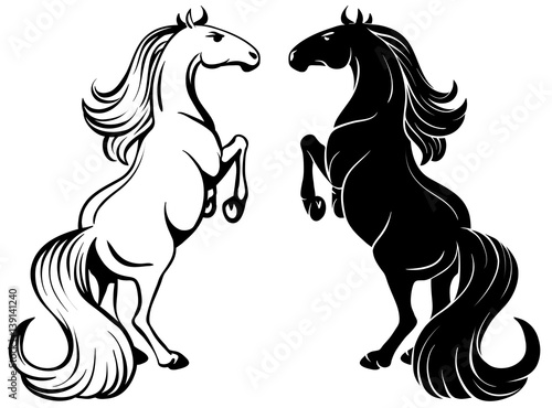 Isolated Drawing Of A Rearing Horse Outline And Silhouette Buy This Stock Vector And Explore Similar Vectors At Adobe Stock Adobe Stock